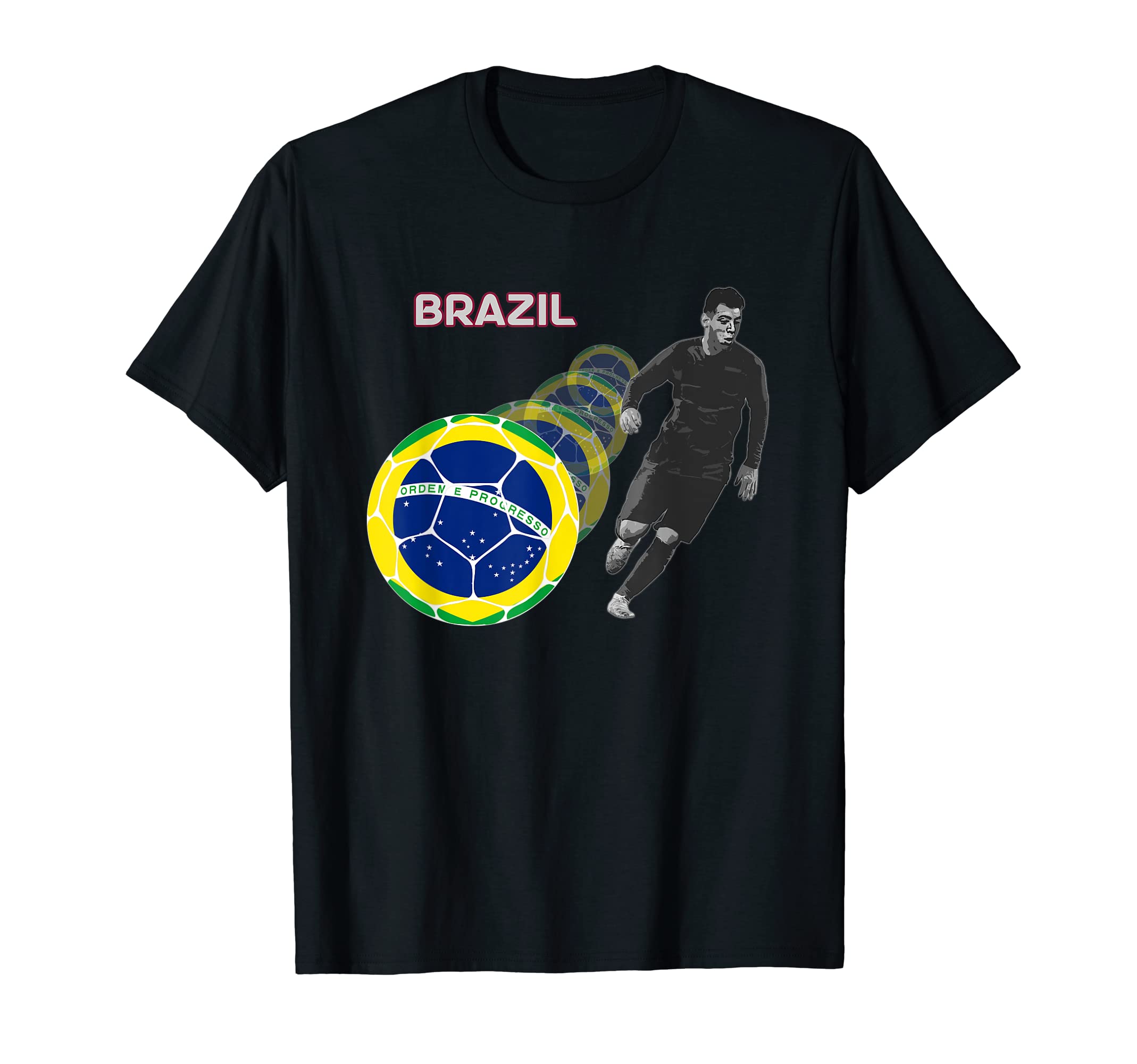 Brazil Flag Football Player T-Shirt - Casual Everyday Wear for Adults