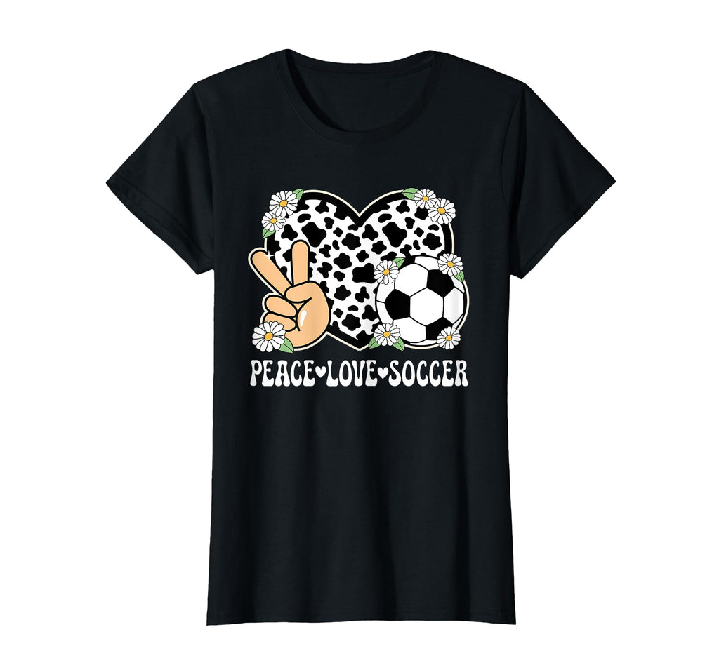 Peace Love Soccer Lover Cow Soccer T-Shirt - Streetwear Style Men Women