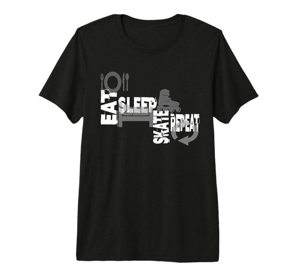 Skating Eat Sleep Skate Repeat Inline T-Shirt - Novelty Apparel for Adults