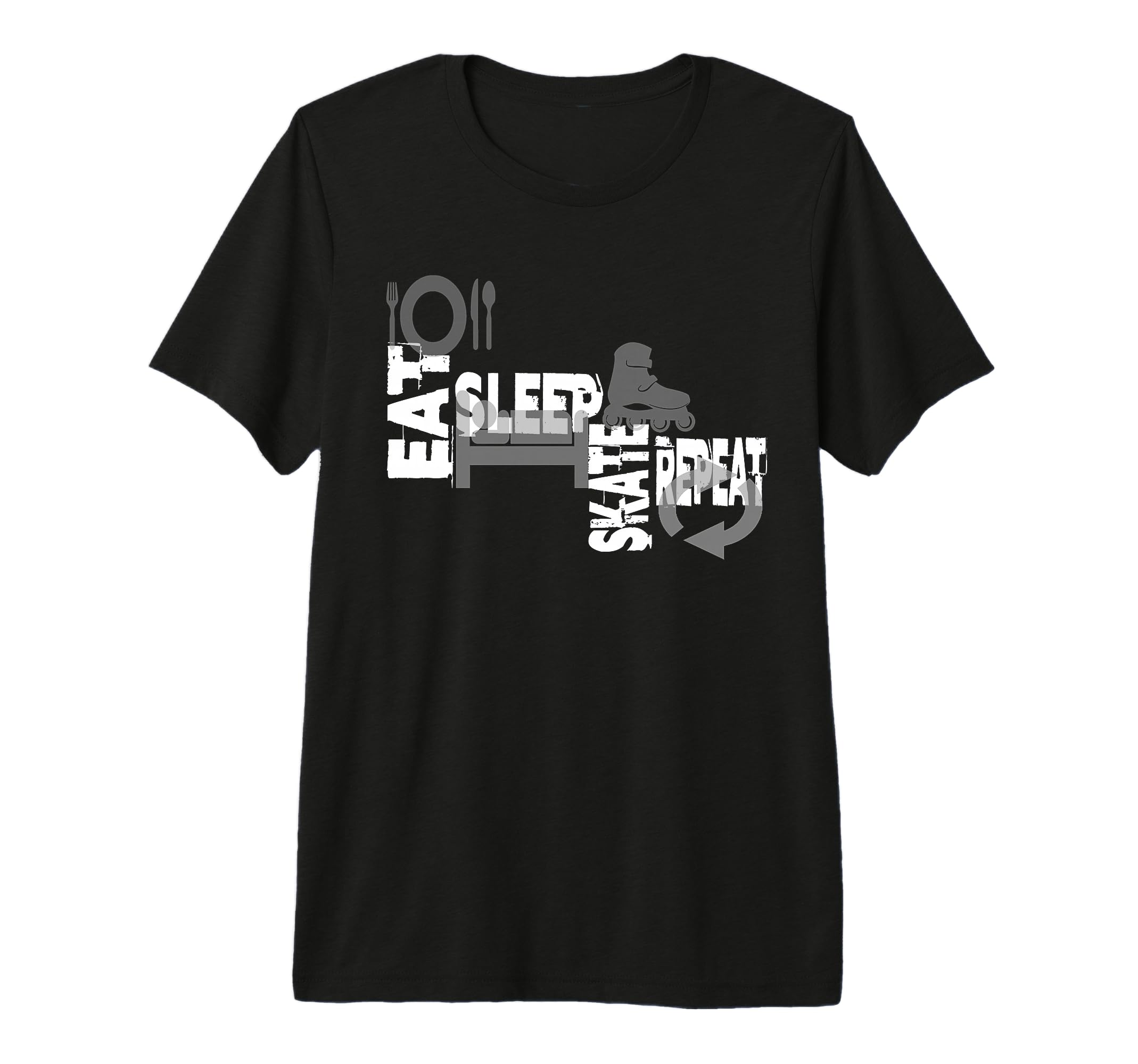 Skating Eat Sleep Skate Repeat Inline T-Shirt - Novelty Apparel for Adults