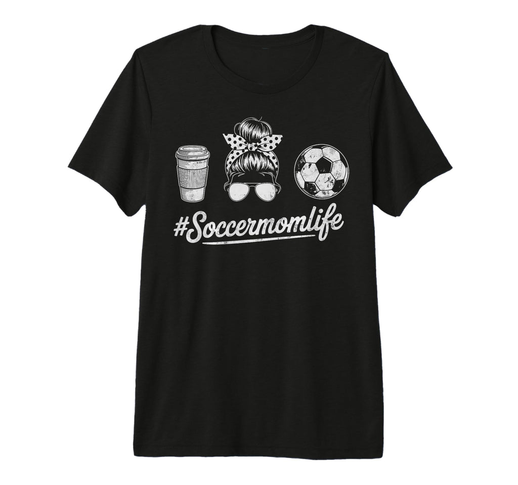 Soccermomlife Soccer Mom Messy Bun T-Shirt - Fun Novelty Design Unisex
