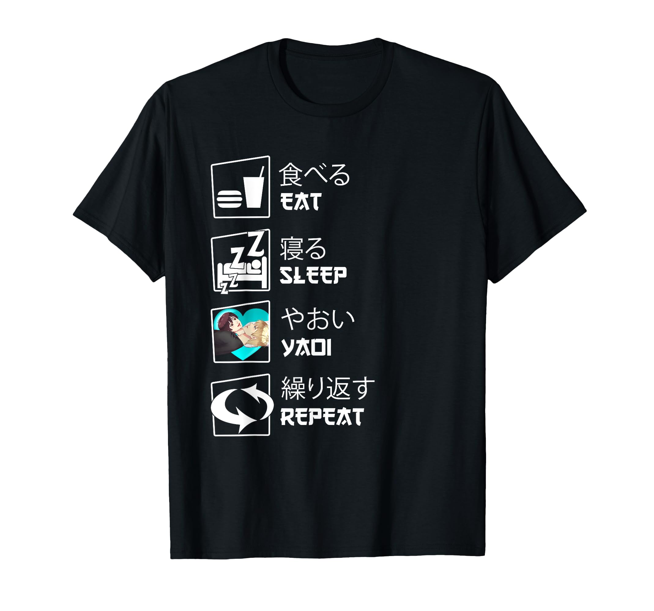 Eat Sleep Yaoi Repeat T-Shirt - Novelty Apparel for Adults