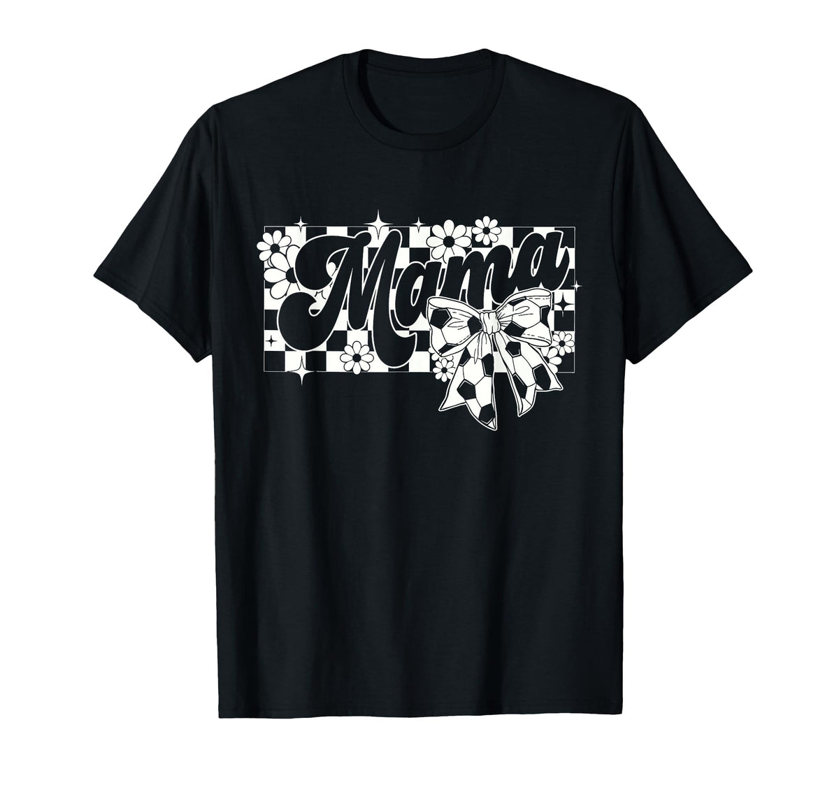 Soccer Mama Checkered Bow Stylish T-Shirt - Fun Novelty Design Unisex