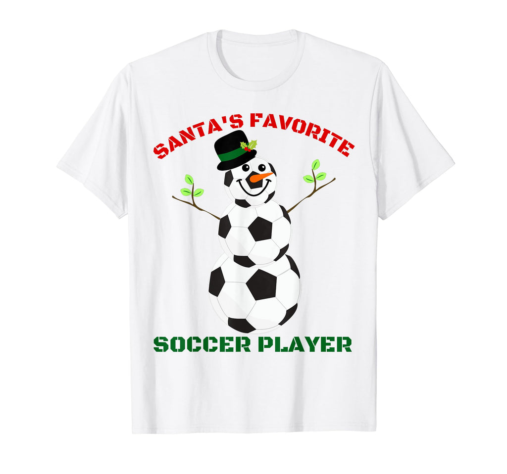 Santas Favorite Soccer Player Soccer Ball T-Shirt - Graphic Print Unisex