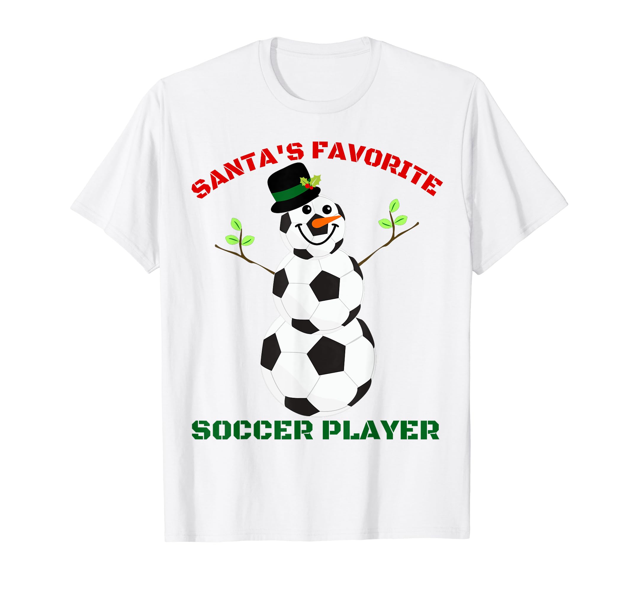 Santas Favorite Soccer Player Soccer Ball T-Shirt - Graphic Print Unisex