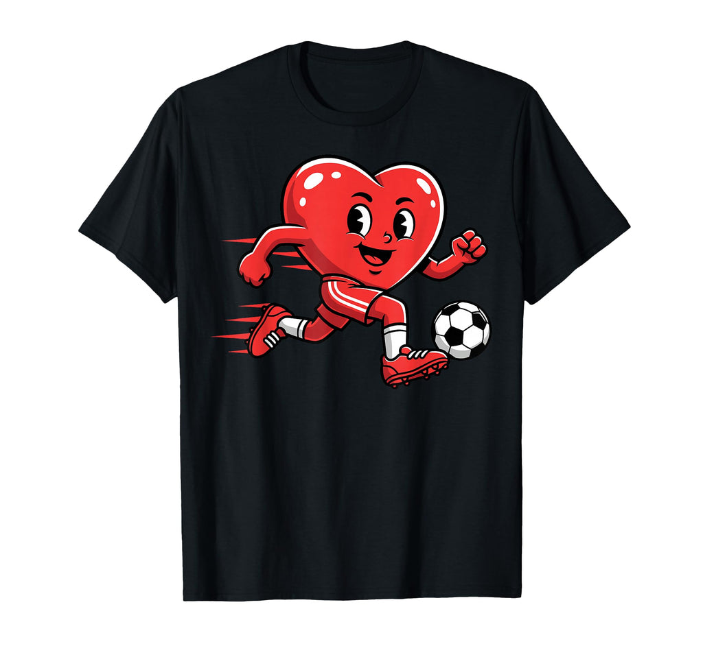 Love Heart Soccer Player Couple T-Shirt - Casual Everyday Wear Men Women