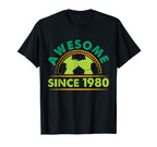 Awesome Since 1980 Funny Soccer T-Shirt - Fun Novelty Design for Adults