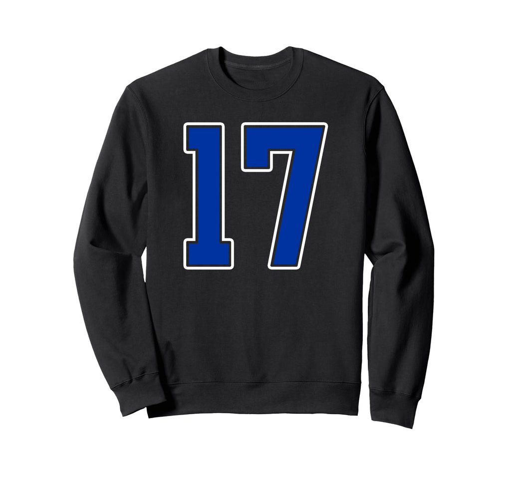 Royal Blue White Number 17 Jersey Sweatshirt - Graphic Print Men Women
