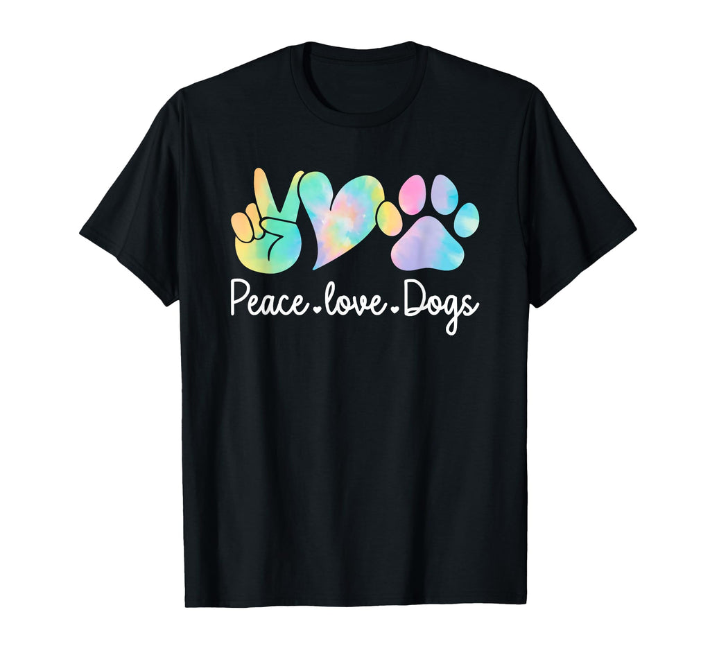 Peace Love Dogs Tie Dye Dog Lover T-Shirt - Fun Novelty Design Unisex