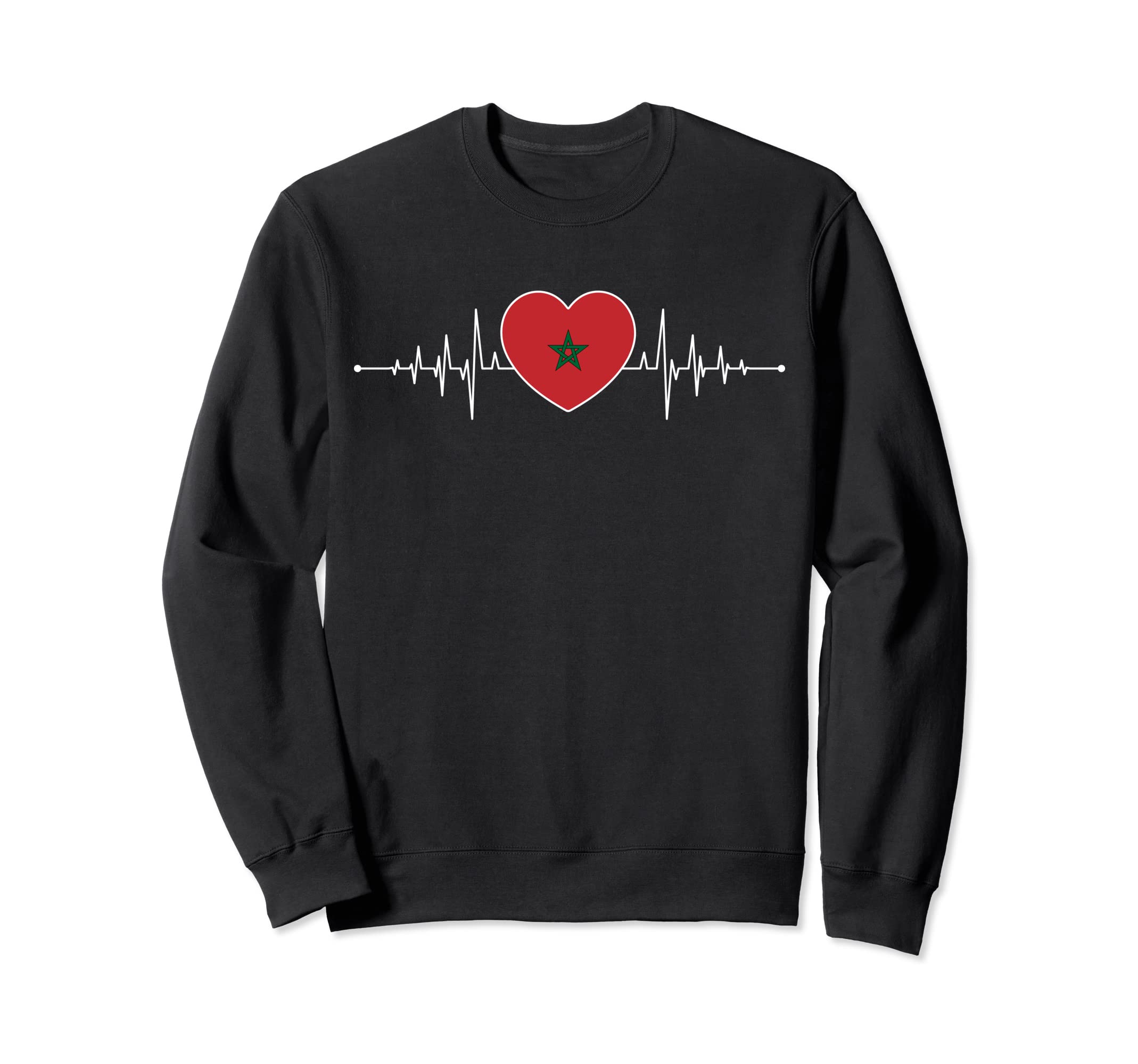 Morocco Heartbeat Moroccan Flag Sweatshirt - Minimalist Print Men Women