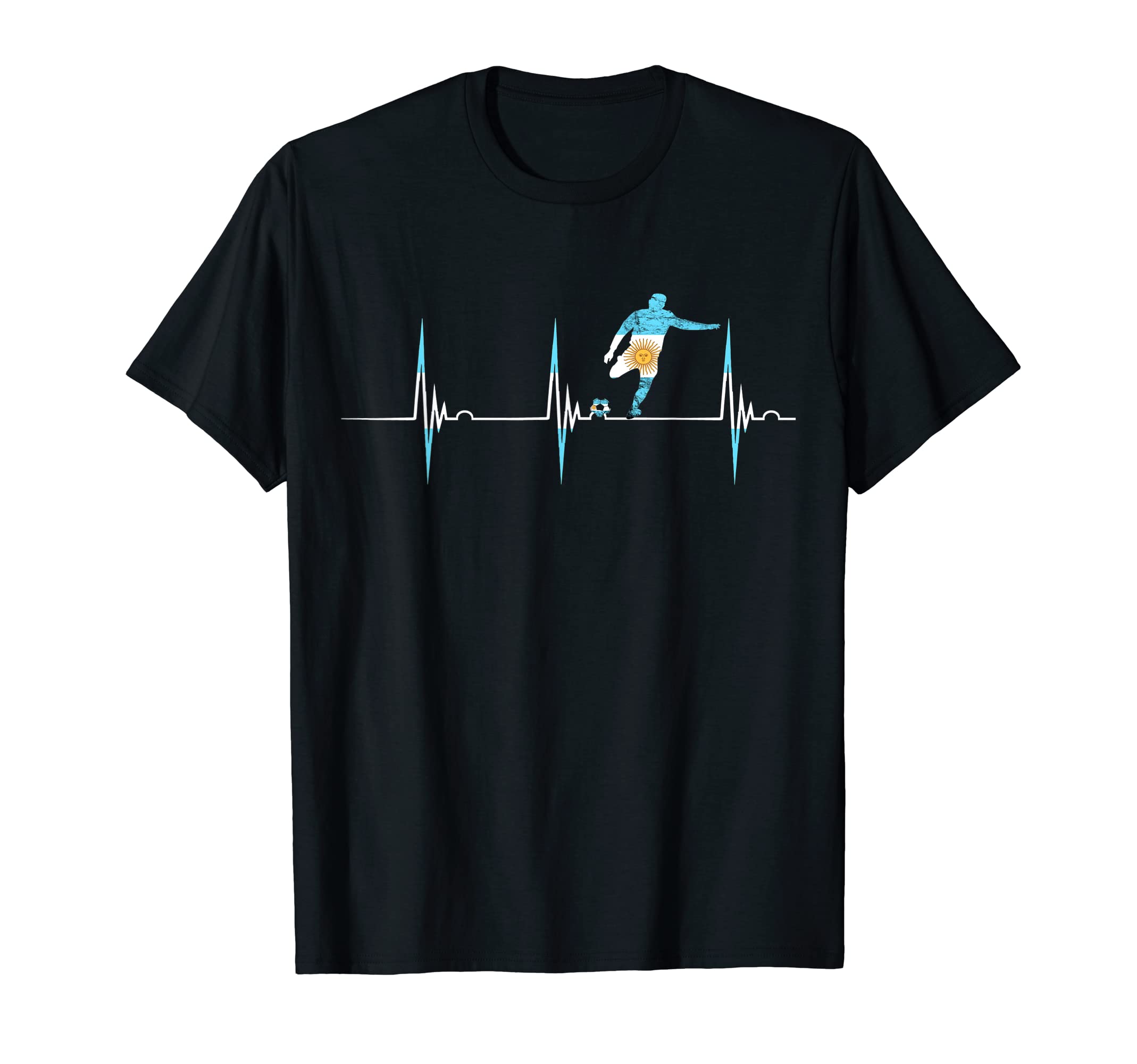 Argentina Soccer Player Ball Heartbeat T-Shirt - Novelty Apparel Unisex