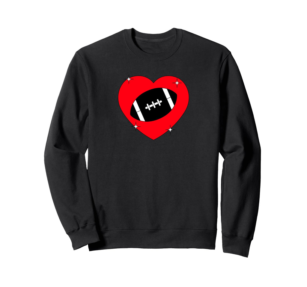 I Love Football I Heart Football Sweatshirt - Aesthetic Graphic Unisex