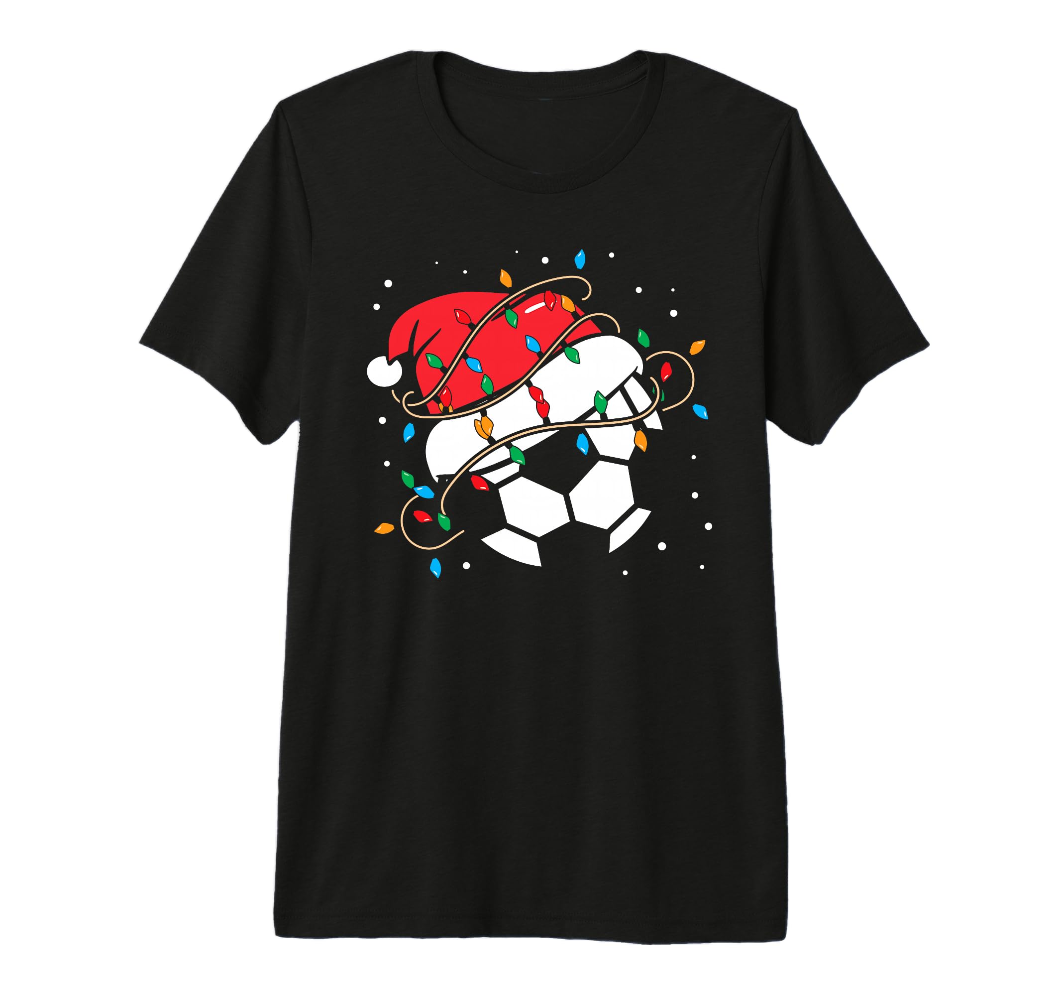 Soccer Ball Santa Hat Lights Coach T-Shirt - Trendy Graphic for Adults