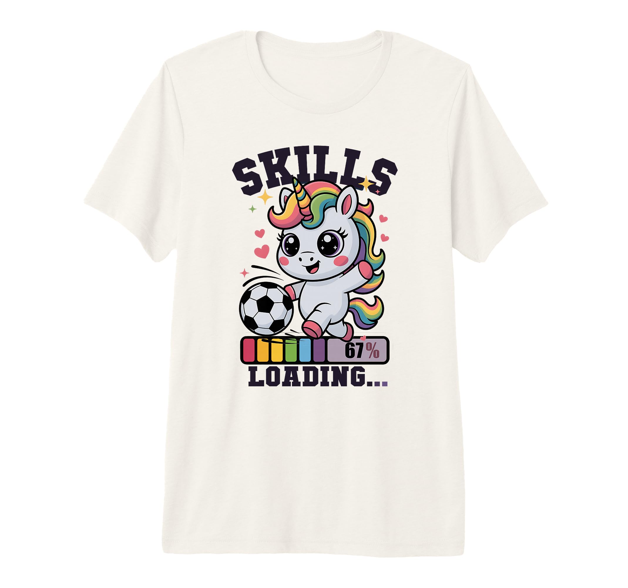 Soccer Unicorn 67 Skills Loading T-Shirt - Fun Novelty Design for Adults