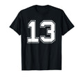 Number 13 Baseball Football Soccer T-Shirt - Streetwear Style for Adults