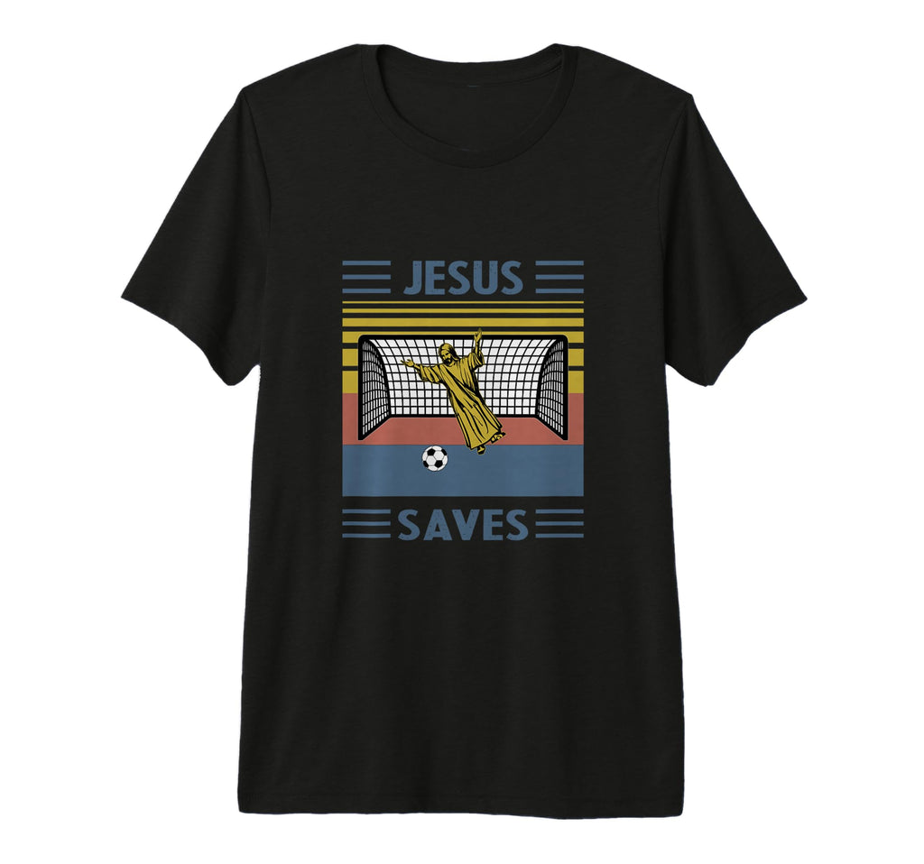 Fun Religious Jesus Saves Goal Soccer T-Shirt - Custom Art Print Unisex