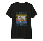 Fun Religious Jesus Saves Goal Soccer T-Shirt - Custom Art Print Unisex