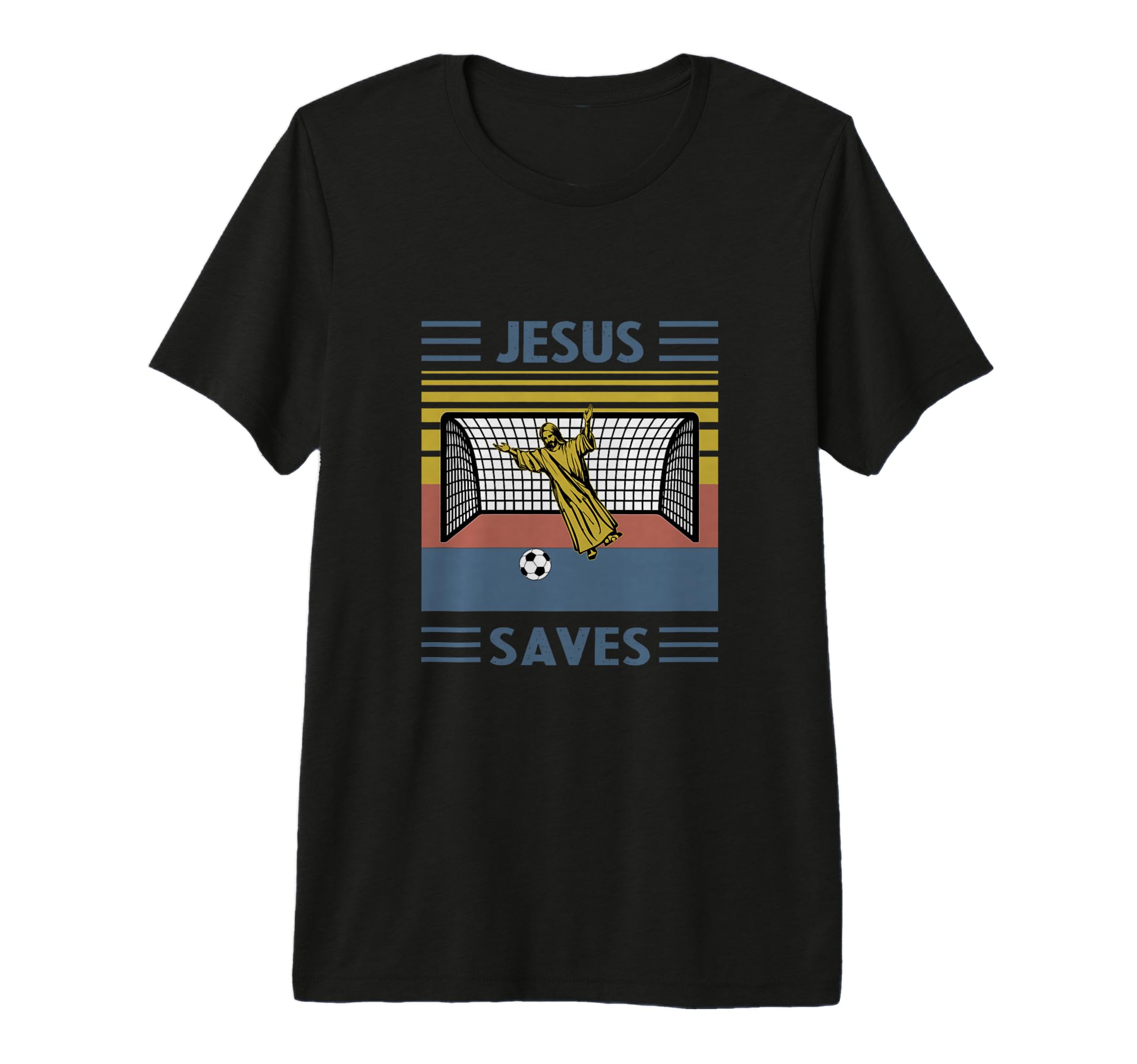 Fun Religious Jesus Saves Goal Soccer T-Shirt - Custom Art Print Unisex