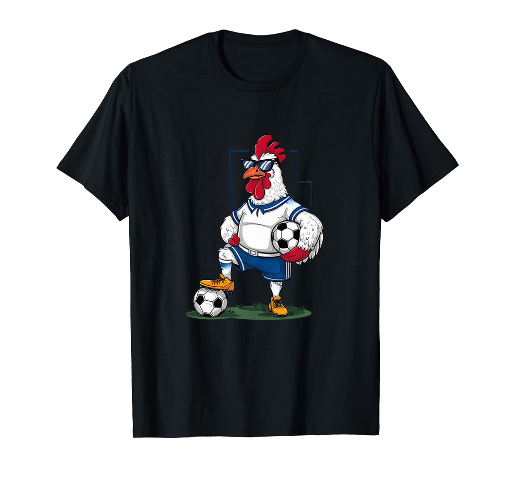 Funny Chicken Soccer Player Sports T-Shirt - Custom Art Print Unisex