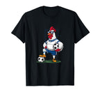 Funny Chicken Soccer Player Sports T-Shirt - Custom Art Print Unisex