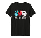 Soccer Player Soccer Fan Peace Love T-Shirt - Custom Art Print Unisex