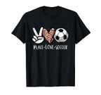Peace Love Soccer Leopard Sport T-Shirt - Trendy Graphic for Adults