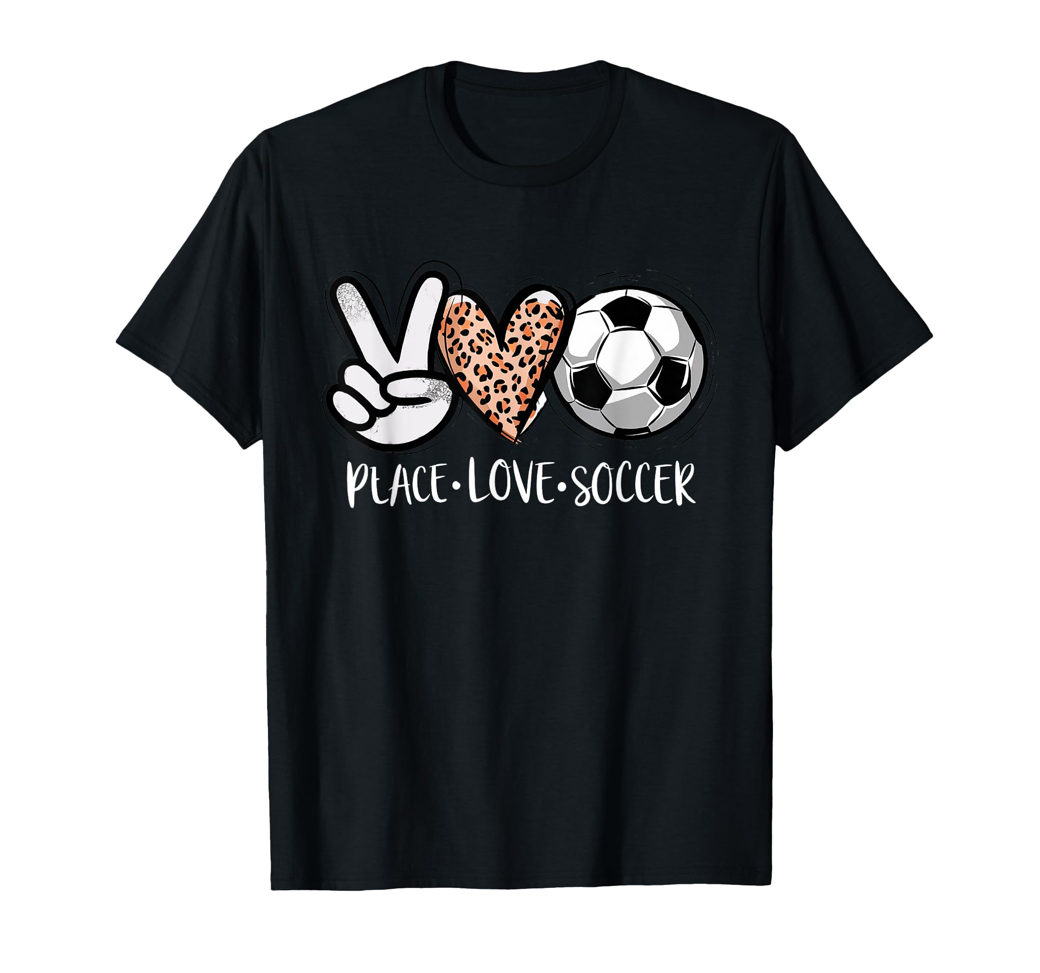 Peace Love Soccer Leopard Sport T-Shirt - Trendy Graphic for Adults