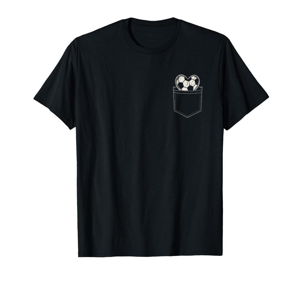 Faux Pocket Soccer Heart Ball Minimal Sports T-Shirt - Graphic Print Unisex