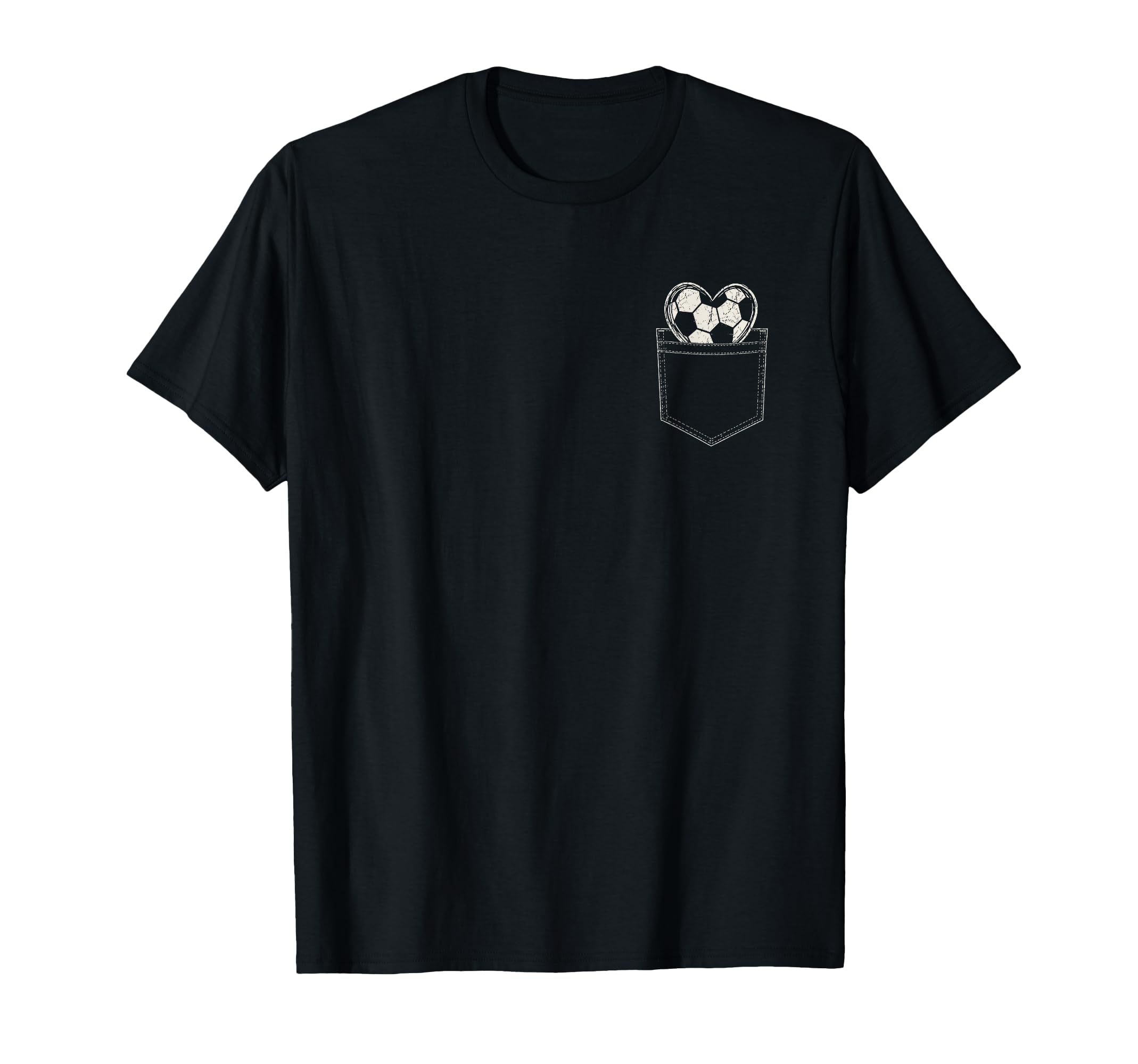 Faux Pocket Soccer Heart Ball Minimal Sports T-Shirt - Graphic Print Unisex