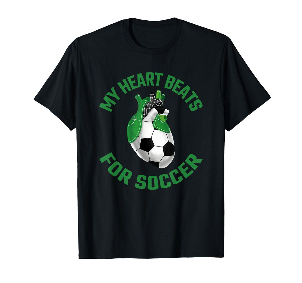 Green And Black Soccer Heart Soccer T-Shirt - Streetwear Style Men Women