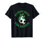 Green And Black Soccer Heart Soccer T-Shirt - Streetwear Style Men Women