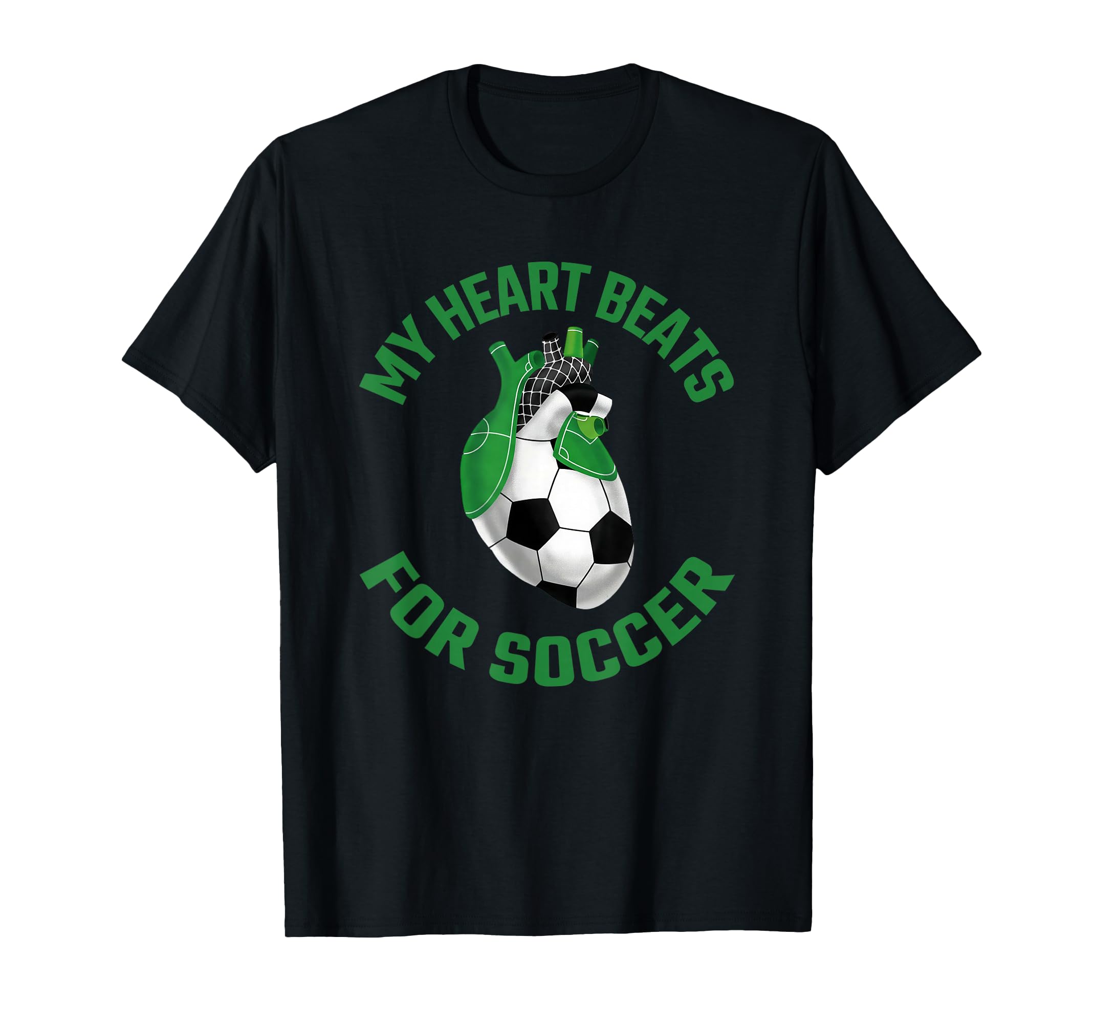 Green And Black Soccer Heart Soccer T-Shirt - Streetwear Style Men Women