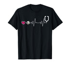 Nurse And Soccer Heartbeat Heart T-Shirt - Streetwear Style Unisex