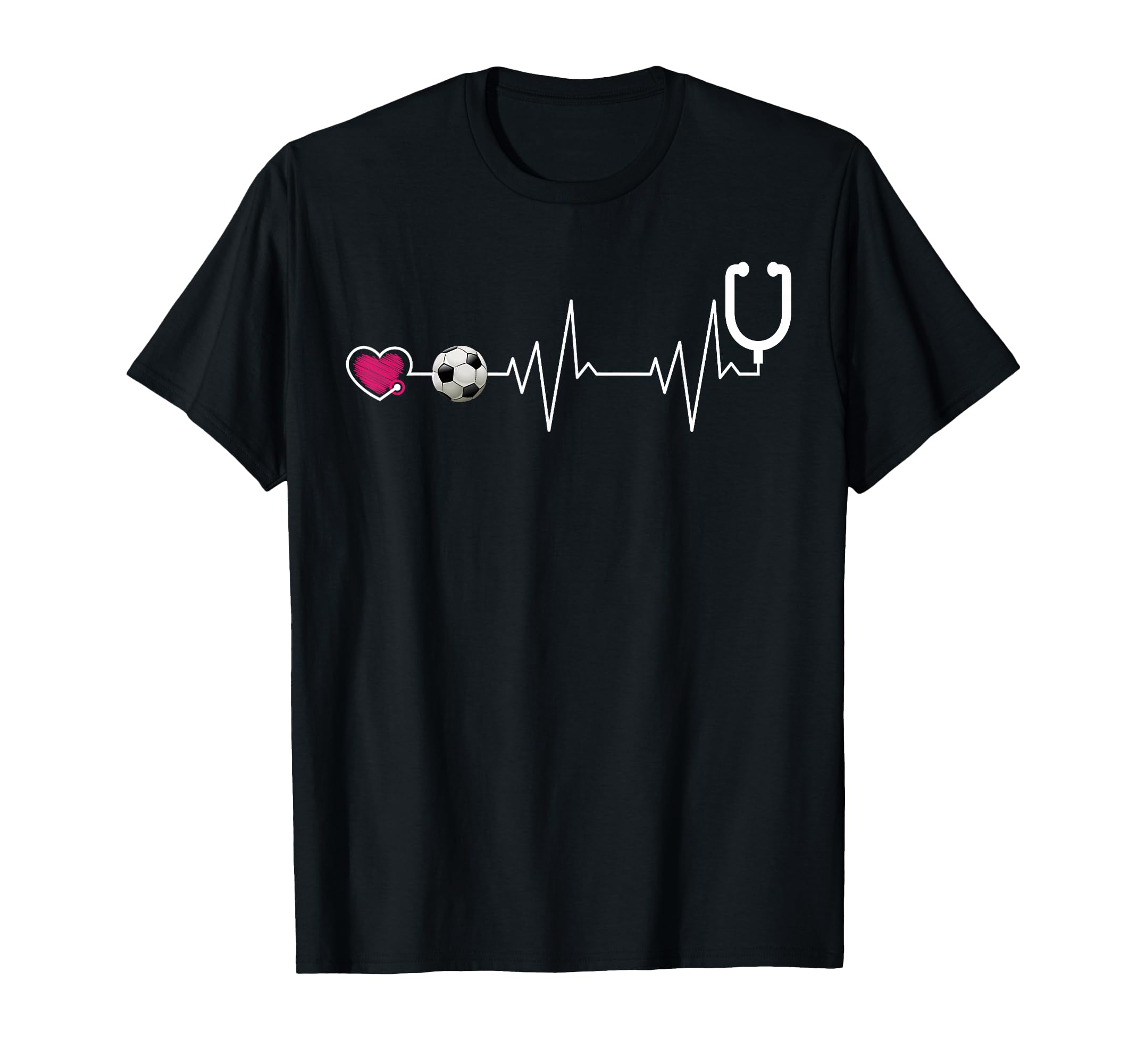 Nurse And Soccer Heartbeat Heart T-Shirt - Streetwear Style Unisex