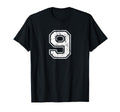 Number 9 Nine Distressed Sports T-Shirt - Unique Graphic for Adults