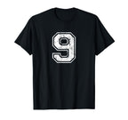 Number 9 Nine Distressed Sports T-Shirt - Unique Graphic for Adults