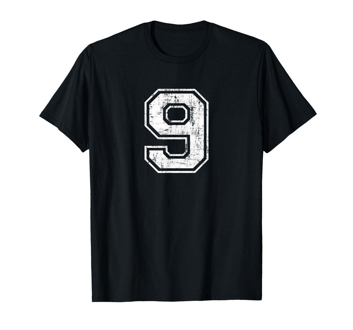 Number 9 Nine Distressed Sports T-Shirt - Unique Graphic for Adults