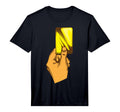 Funny Yellow Card Referee Gift Hand T-Shirt - Unique Graphic for Adults