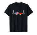 Germany Usa Heartbeat Flag T-Shirt - Casual Everyday Wear Men Women