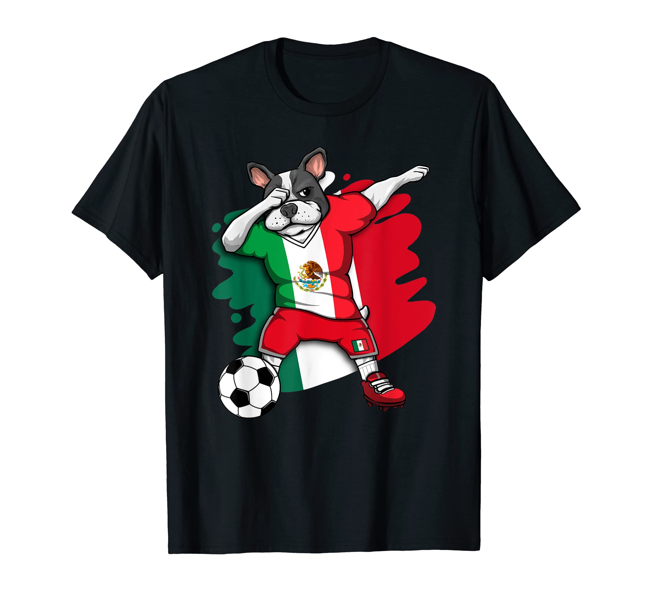 Dabbing French Bulldog Mexico Soccer T-Shirt - Graphic Print for Adults
