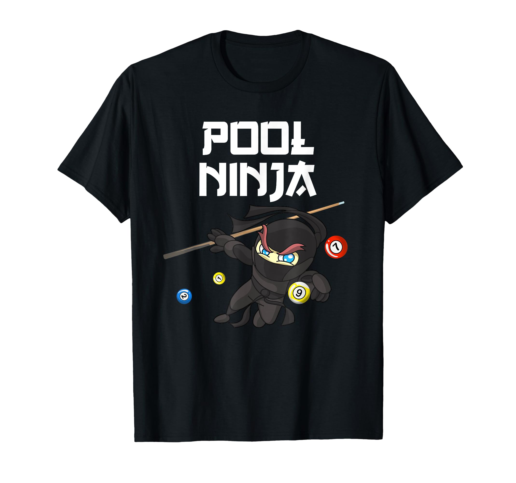 Funny Pool Ninja Pocket Billiards T-Shirt - Fun Novelty Design Men Women