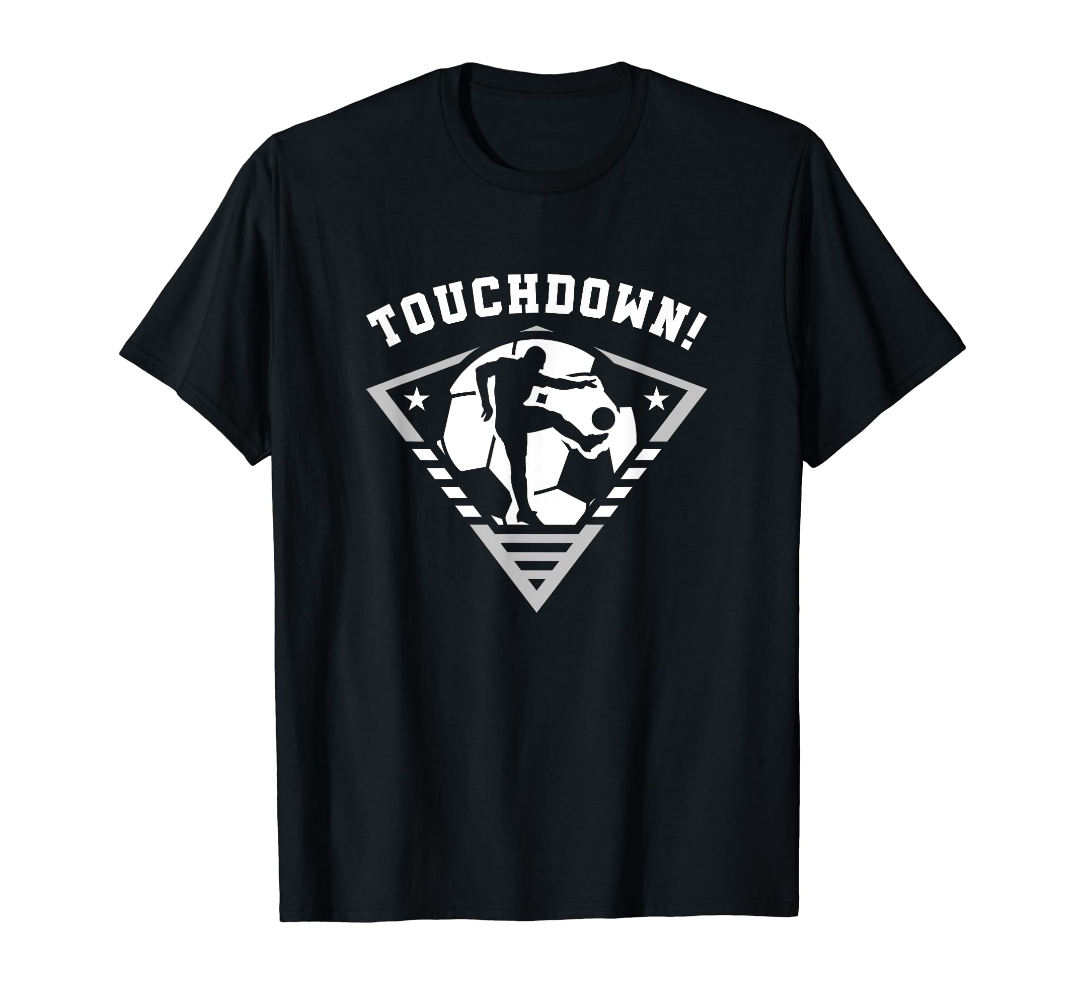 Touchdown Soccer Striker Kicking Goal T-Shirt - Graphic Print for Adults