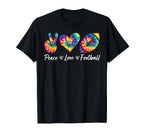 Tie Dye Peace Love Football Sports Team T-Shirt - Graphic Print Unisex