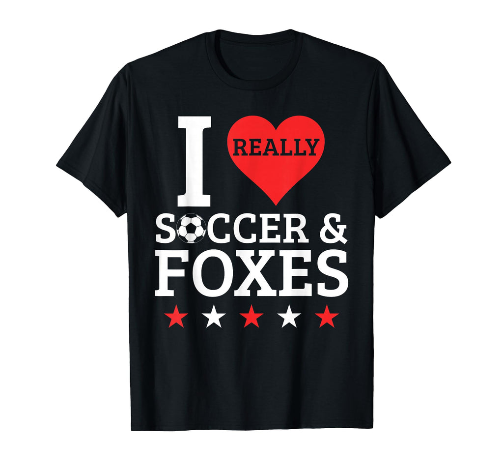 I Love Soccer And Foxes Funny T-Shirt - Fun Novelty Design for Adults