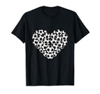 Heart Shaped Soccer Ball Pattern T-Shirt - Fun Novelty Design Men Women