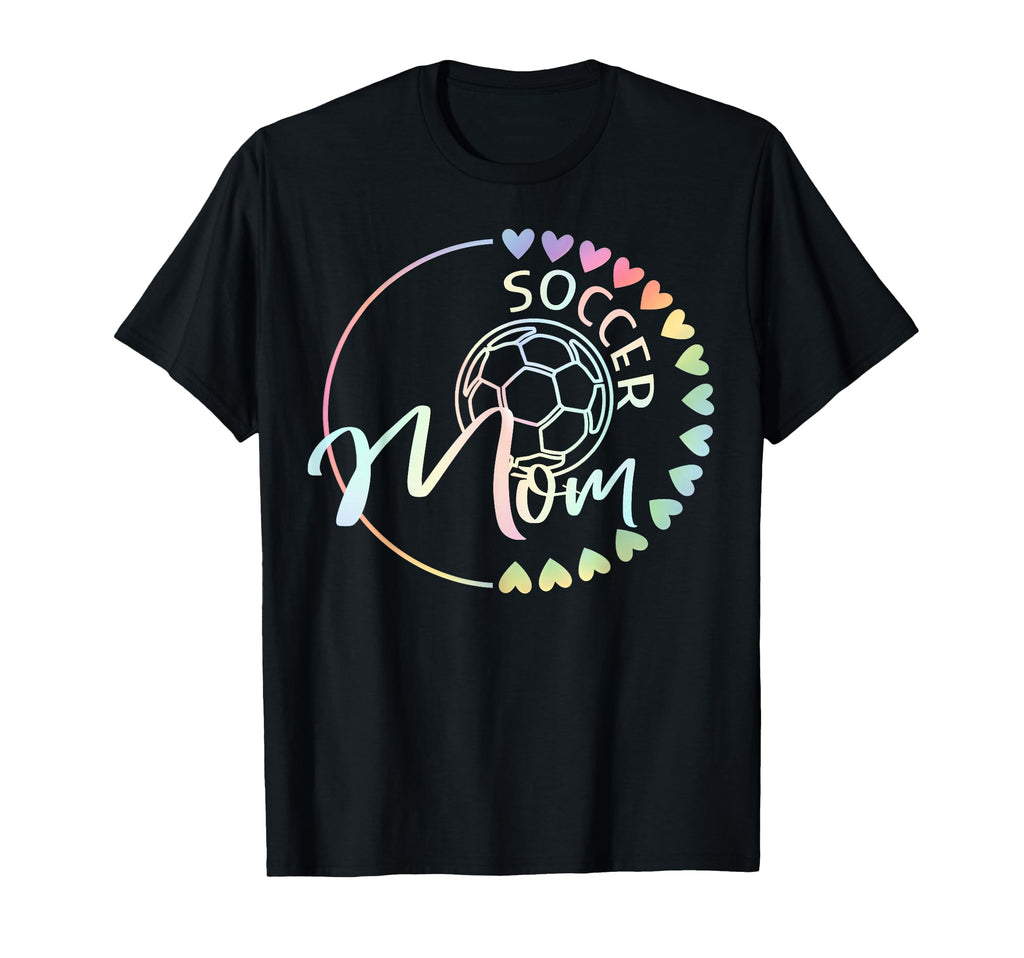 Soccer Mom Tie Dye Heart Soccer Ball T-Shirt - Graphic Print for Adults