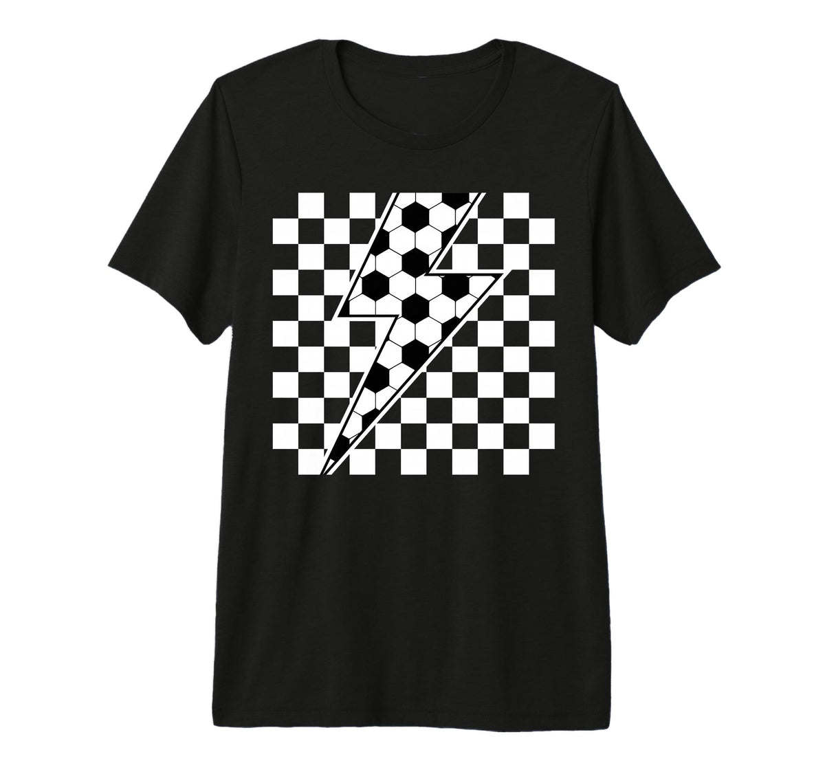 Lightning Bolt Checkered Aesthetic Racing T-Shirt - Unique Graphic Unisex