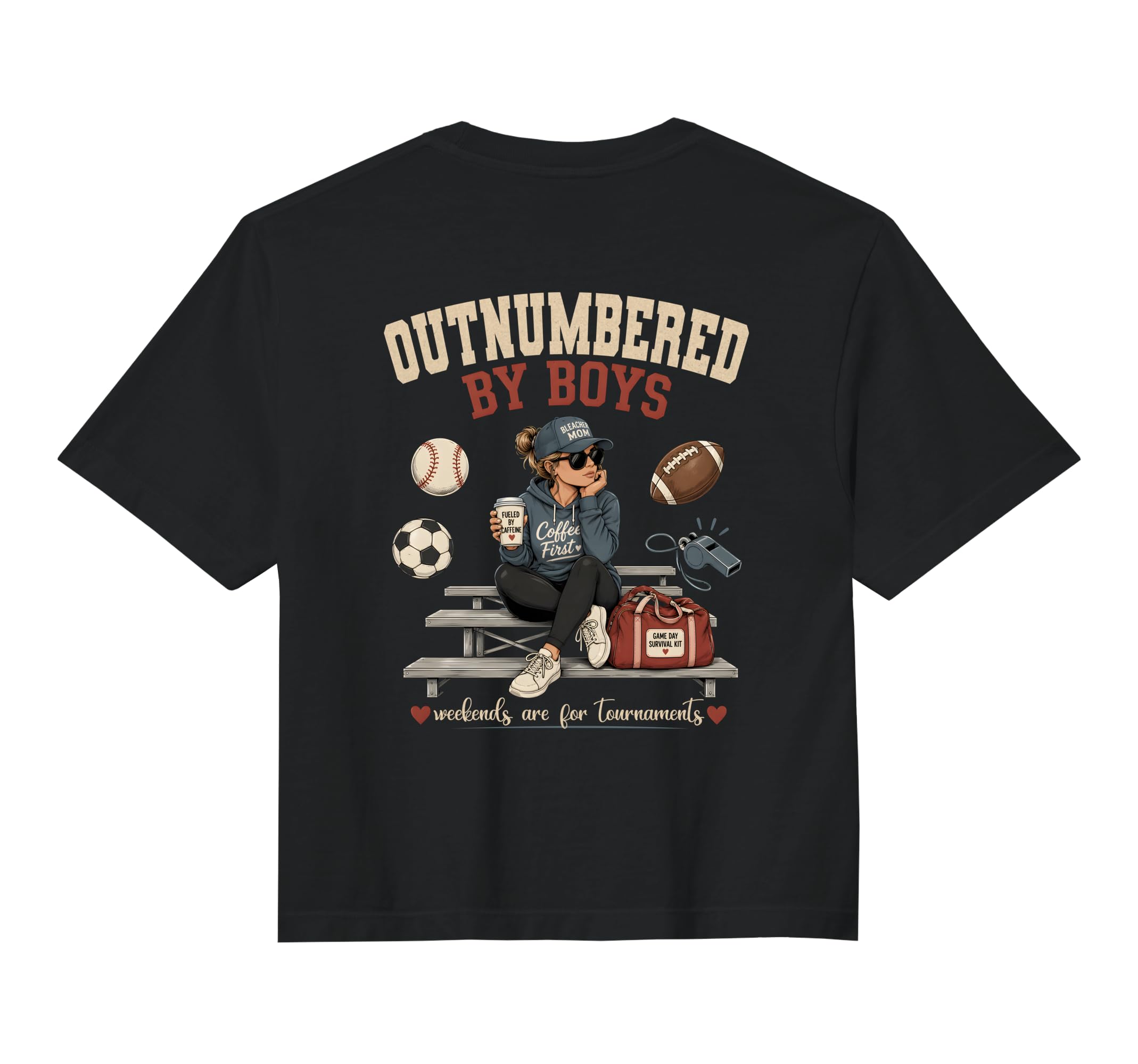 Outnumbered Sports Mom Back Comfort Hoodie - Unique Graphic Men Women