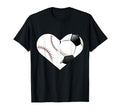 Soccer Baseball Heart Sports T-Shirt - Fun Novelty Design Men Women