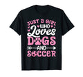 Just Who Loves Dogs And Soccer Funny T-Shirt - Custom Art Print for Adults